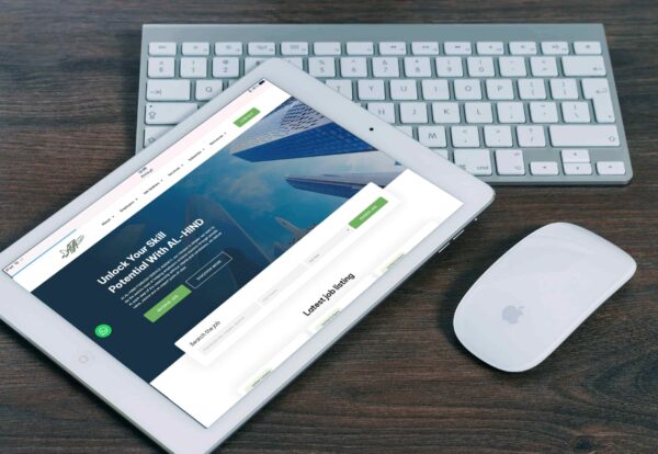 Professional website design displayed on a laptop screen
